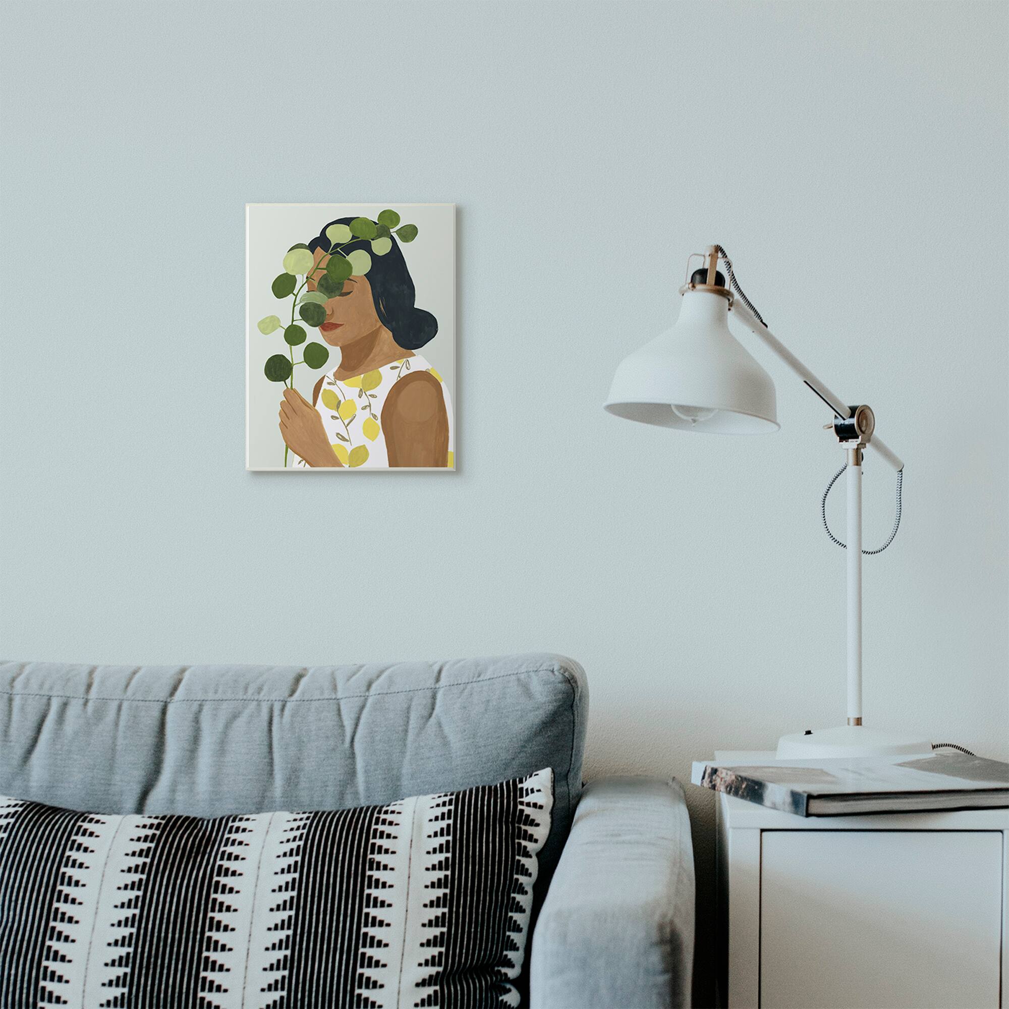 Stupell Industries Woman With Plant Green Fashion Modern Painting, 10" x 15"